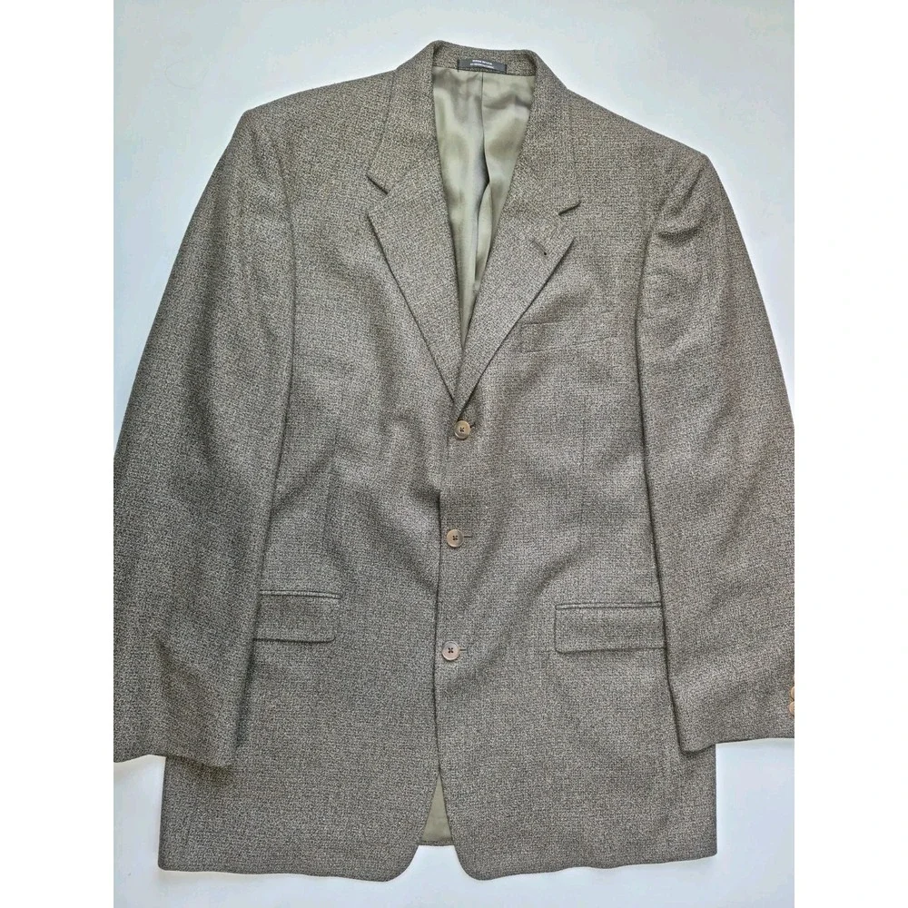 Hart Schaffner Marx Mens Wool Sports Coat 43L Brown Multicolor USA 3 Button